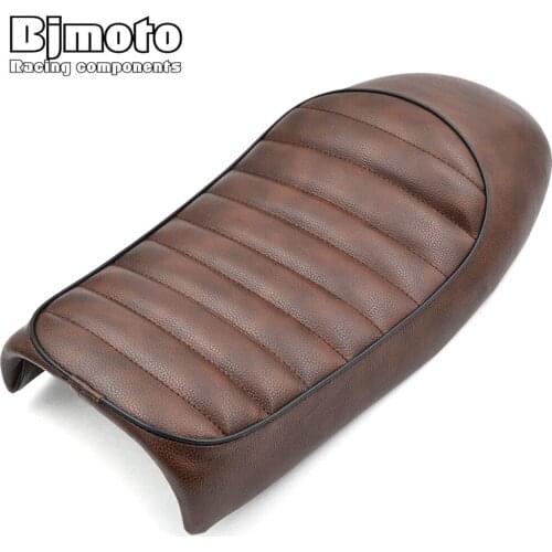 BJMOTO Brown Vintage Flat Brat Seat Cafe Racer Saddle GN CB200 CB350 CB500 CB750 SR400 SR500 XJ XS KZ Motorcycle Retro Seat