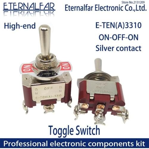 High-end E-TEN(A)3210 Quality Silver Contact SPST 12MM 16A 250V AC ON-OFF-ON 3 Pin Reset Rocker Toggle Slide Switch Waterproof