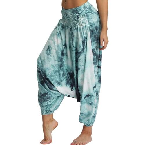 Womens Boho Loosed Harem Yoga Pants,Hippie Palazzo Casual Aladdin Genie Beach Pants,Training Sports Pants