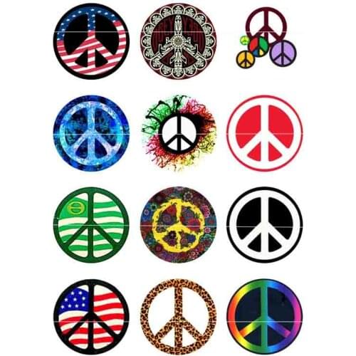 10mm 14mm 16mm 12mm 20mm 25mm 135 12pcs/lot Peace Mix Round Glass Cabochons Jewelry Findings 18mm Snap Button Charm Bracelet