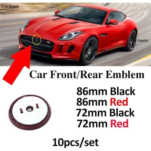 10pcs/set 86MM 72MM New Car Logo Auto Car Front Hood Head Badge Car Rear Trunk Emblem Red/Black for XJS XK S-TYPE X-TYPE OEM