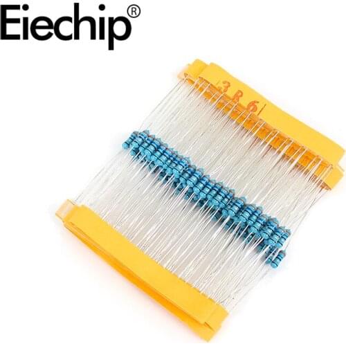 100pcs/lot 1/4W 1% Metal film resistor 3.6R 0.25W resistance 3.6 ohm Throught Hole