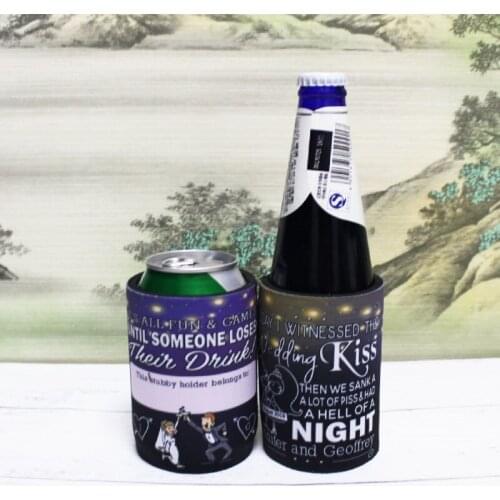 100pcs Printed Your Logo Wholesale Cheap Wedding Stubby Holders Prom Gifts Hens Party Graduation Presents Can Cooler Neoprene