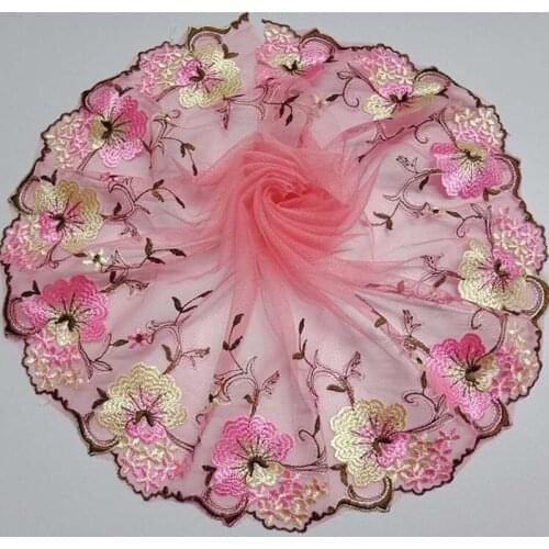 2Y Embroidery Lace Trim Mesh Tulle Peacock Fabric Polyester for Clothes Doll Dress Home Textiles DIY Apparel Sewing Lace Fabric