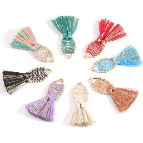 2pcs/lot Cotton Fish Shaped Tassel Pendant Tassels For Crafts Tassel Charms Accessories for DIY Earrings DIY Jewelry Making