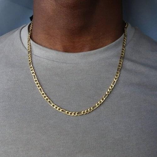 2020 Fashion New Chain Necklace Men Stainless Steel Gold Color Long Necklace For Men Jewelry Gift Collar Hombres