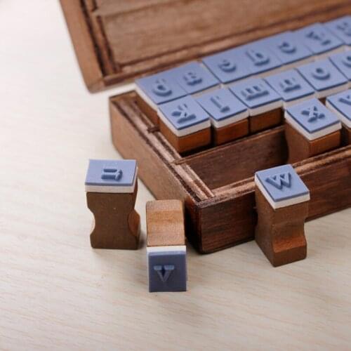 30pcs Wooden seal uppercase Alphabet Letters Rubber Stamps Set Vintage