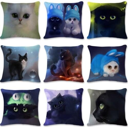 45x45cm European style pillowcase cushion cover 3d cat animal print pillowcase linen cushion cover