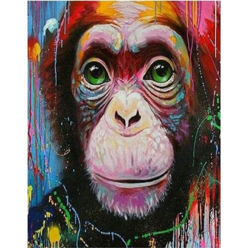 5D DIY Full Square Animal Monkey Oil Needlework Rhinestone Mosaic Diamond Painting Cross Stitch Embroidery Home Decor FH514