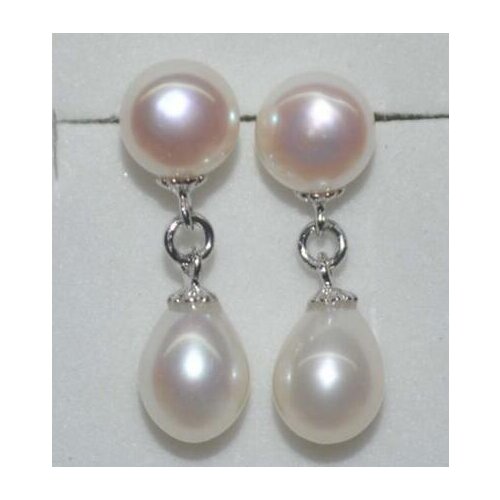 Free shipping luxury Noble jewelry AAA Wholesale 1 pairs Natural rare purple 8-9 mm FW pearl & earring
