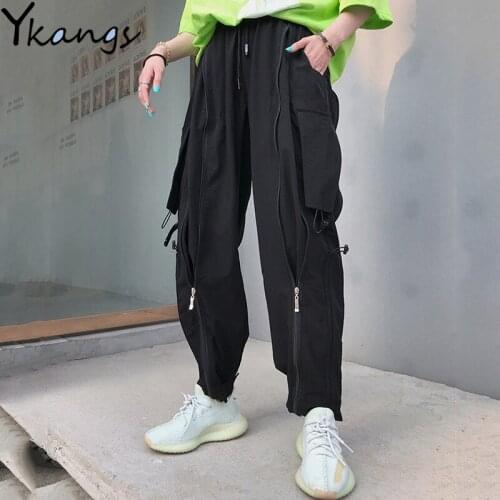 Women Pants Three Ways To Wear Baggy Cargo Pants High Waist Wide Leg Pants Vintage Joggers Women Harem Straight Pants Streetwear