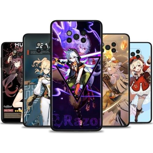 Black Cover For Xiaomi Poco X3 M3 CC9 Pro X3NFC F3 F1 A3 A2 CC9E Note 10 Lite Case Soft Fundas TPU Coque genshin impact cartoon