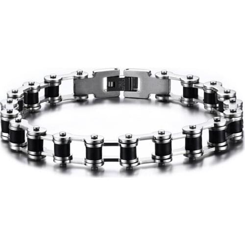 Black Motorcycle Chain Bracelets, Top Quality 316L Stainless Steel Mens Bracelets Biker Chain Bracelets For Men Best Gift
