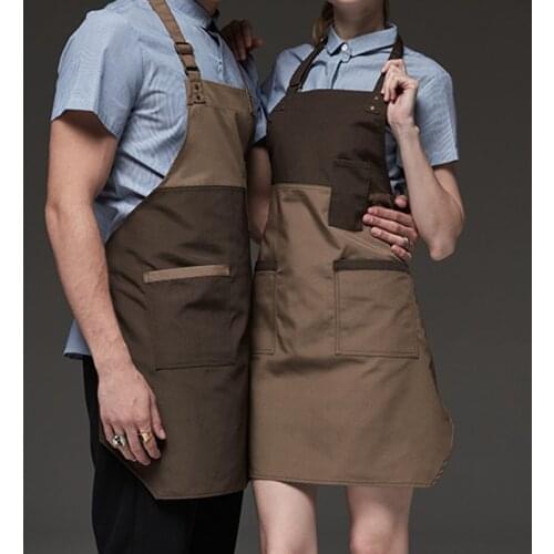 Black Brown Polyester Cotton Apron Cafe Barista Bartender Waitstaff Pastry Chef Uniform Restaurant Hotel Bistro Work Wear B12