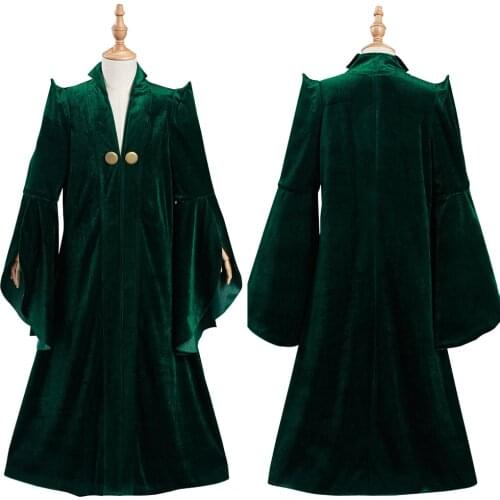 Professor Minerva McGonagall Long Robe Cosplay Costume Kids Children Coat Halloween Carnival Suit