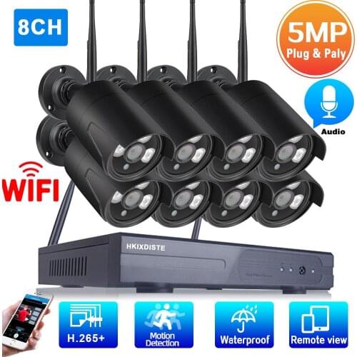 5MP Wifi Video Surveillance Kit 8 Channel Wireless NVR Set Outdoor Waterproof CCTV Security Camera Wifi Wireless System Set 8CH