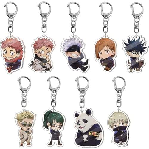 Japanese Anime Jujutsu Kaisen Key Holder Pendant Gojo Satoru Transparent Keyring Cartoon Souble-Sided Acrylic Keychains