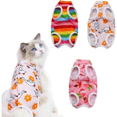 Cat Weaning Suit Printing Four-legged Polyester Anti Licking Postpartum Cloth for Pet cat accessories gatos accesorios