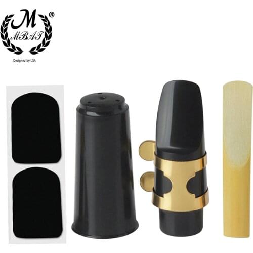 M MBAT Alto Tenor Soprano Sax Saxophone Mouthpiece Plastic with Cap Metal Buckle Reed Dental Pad Woodwind Instrument Accessories