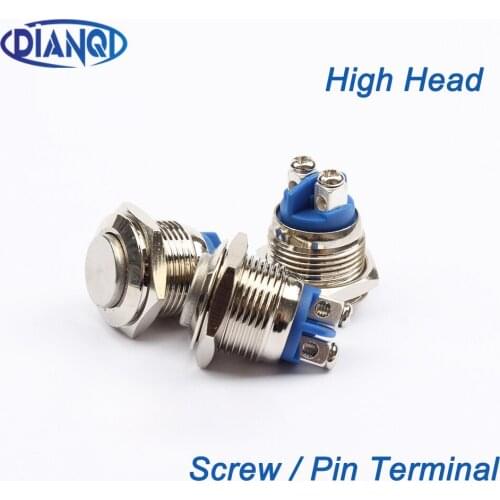 16mm Metal brass Push Button Switch High round 1NO momentary Car press button screw terminal Pin terminal 16GT.F
