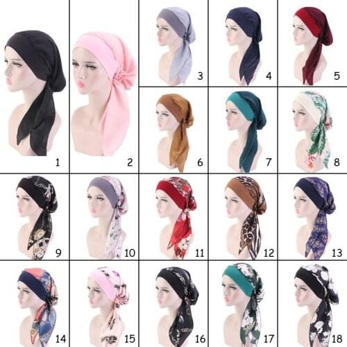 Fashion Flower Printing Women Inner Hijabs Cap Muslim Head Scarf Turban Bonnet Ready To Wear Islamic Ladies Wrap Under Hijab Cap