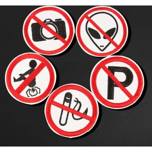 Cartoon No Smoking No Stop Symbol No farting Applique Iron On Patches On Clothes Embroidered Badges For Clothing T-shirt