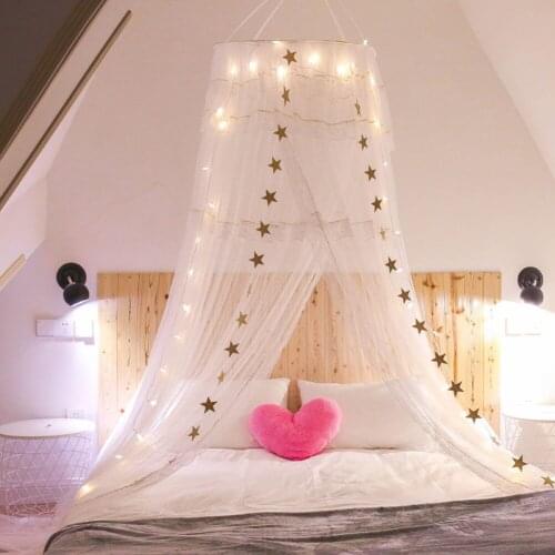 New Ins Style Bed Curtain Bedroom Little Princess Mosquito Net Childrens Room Ceiling Double Lace Dome Mosquito Net Baby Care