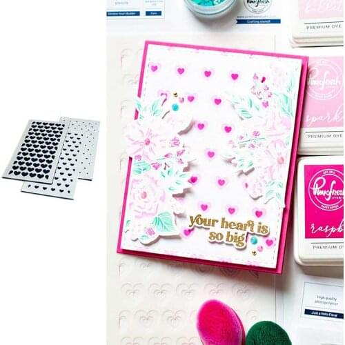 New 2021 Slimline Hearts Builder Layering Metal Cutting Stencils for DIY Scrapbooking Album Stamp Make Paper Card Embossing Die