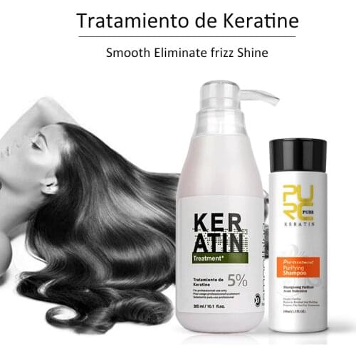 New PURC 5% formalin keratin Brazil Keratin Treatment and 100ml purifying shampoo hair care treatment for lady hair repairs