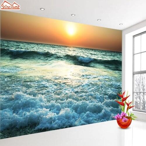 Wallpaper 3d Wall Murals Papers Home Decor for Living Room Walls Wallpapers Mural Rolls Papel De Parede Skyline Seaview Sunset