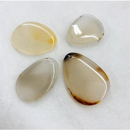 Wholesale Mixed 10pcs Charming Grey Chalcedony Agat e Slice Pendant,For Gem Stone Jewelry Necklace,Approx 50mm