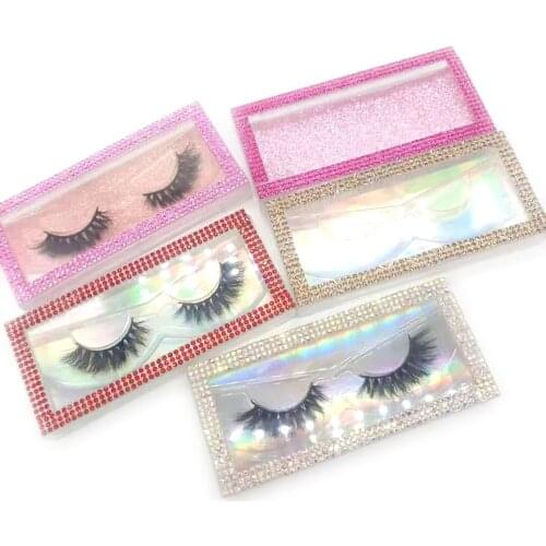 Strip eyelash package eyelash case empty lash package long style 25mm mink eyelash package lash box diamond ehinstone lash box