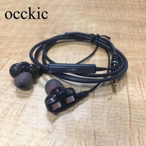 Occkic 3.5mm Jack Earphone Wired Super Bass Sport Earphone Headset Earbud with Microphone Hands Freefor Cell Phone