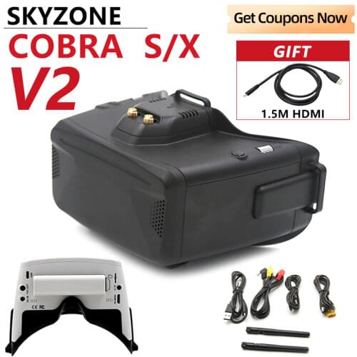 SKYZONE Cobra S 800x480 4.3inch Cobra X 1280x720 4.1inch 5.8G 48CH RapidMix Receiver Head Tracker DVR FPV Goggles for FPV Racing