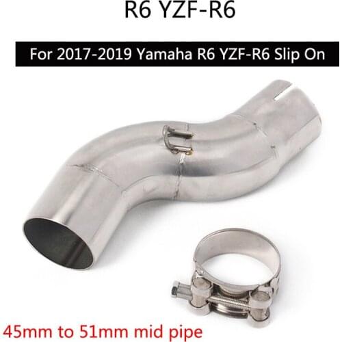 Mid Pipe ) for Yamaha R6 YZF-R6 2017-2020 Exhaust Pipe Slip On 45/51 mm Motorcycle Middle Link Pipe Stainless Steel Converter