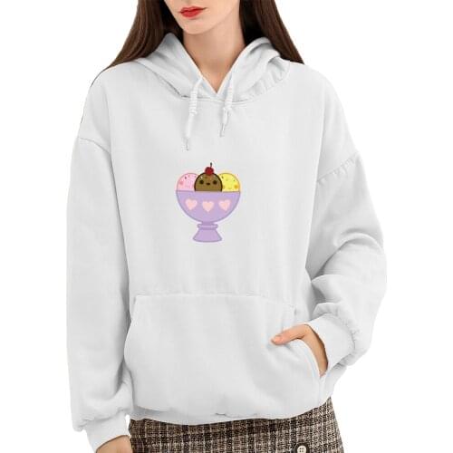 Warm Ice Cream Printing Hoodies Harajuku Sweatshirts Fashion Kawaii Girl Style Loose Cotton Oversize Long Sleeve Autumn Pullover