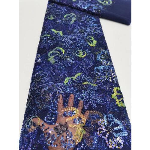 Tulle Embroidery French Mesh Lace Fabric Sequins Beads Craft Sewing For DIY Evening Party Fashion Wedding Gown Dress 5 Yards