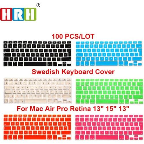 HRH 100pcs Ultra-thin Swedish Silicone Gel EU/UK Keyboard Cover Skin Protector Sticker Film For MacBook Air Pro Retina 13 15 17