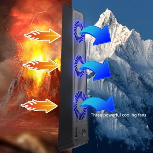 For PS5 Vertical Stand with Cooling Fan USB Controller Charger Game Console Charging Station Fan Cooler For SONY Playstation