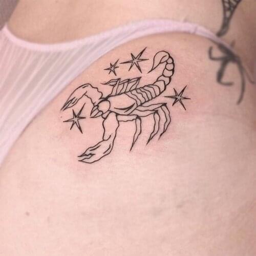 1PC Black Scorpion Temporary Tattoo Stickers For Men Women Arm Body Art Waterproof Fake Tattos Animal Flash Decals Tatoos