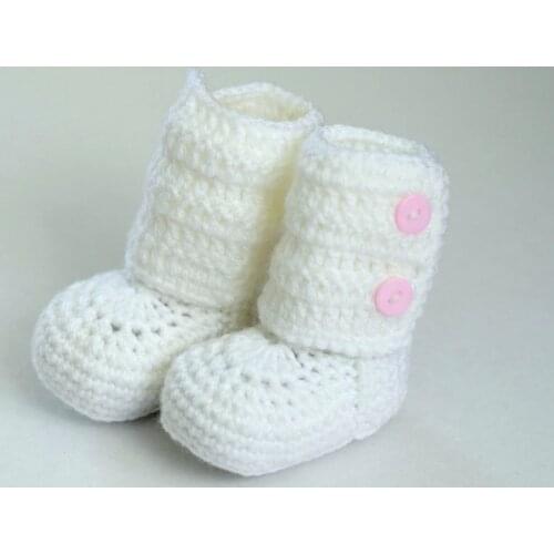 Free shipping,crochet baby booties shoes boots girl boy crochet booty crocheted knitted -white
