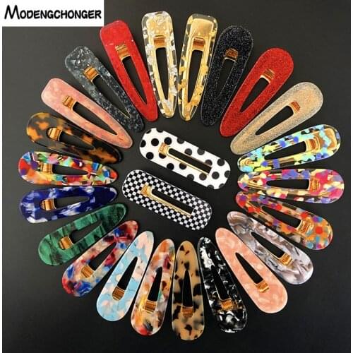 48 colors Fashion Acetate Hair Clips For Women Girl Hairpin Acrylic Headwear Barrettes Bang Clips New Headbands Hair Accessories