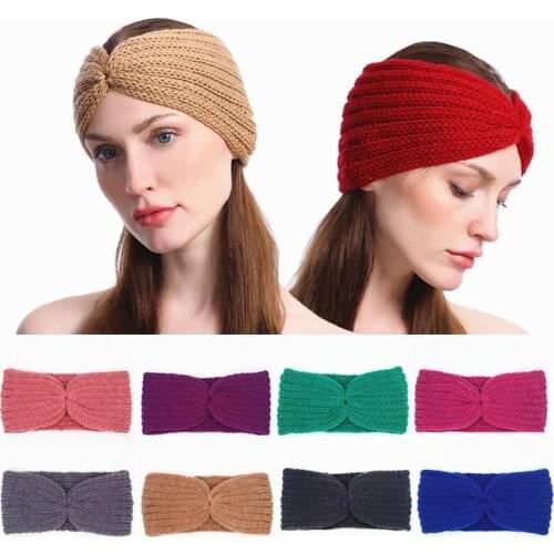Head Hands for Women Winter Headband Knitted Ear Warmer Bandanas Turban Headwrap Girls Ponytail Hair Accessories Pom Scrunchies