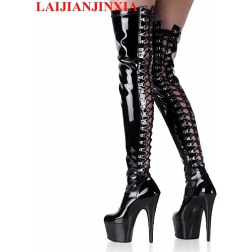 LAIJIANJINXIA Leather Round Toe Over-the-Knee boots ladies new high heels boots women fashion spring autumn women female shoes