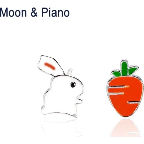 925 Sterling Silver Rabbits And Carrot Stud Earrings Party Fine Jewelry For girls 2018 New Cute Birthday Gift Girlfriend carr