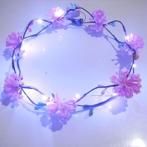 24pcs Women Girl LED Flashing Glowing Flower Head Wear Crown Headbands Party Carnival Festival Hair Garland Wreath Decoration