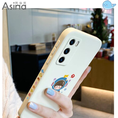ASINA Liquid Silicone Case For Huawei P40 P30 P20 Pro Cover Cartoon Bumper Straight Edge Cases For Nova 3 3i 4 5t 6 7 8 Coque