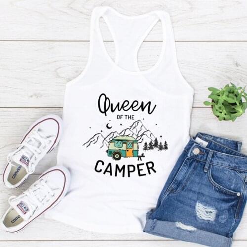 Vest Queen Of The Camper Colored Tank Cute Women Summer Vacation Tops Funny Summer Sleeveless Camping Outdoorsy Tanks