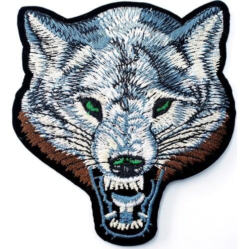 Wolf (Size:8.8x10.5cm) Badge Iron On Patch Embroidered Applique Sewing Clothes Stickers Garment Badges Apparel Accessories