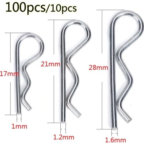 100/10pcs M1 M1.2 M1.6 1:8 1:10 Clips Pins Steel R Type Spring Cotter Pin Wave Shape Split Clip Clamp Hair Tractor Pin for Car